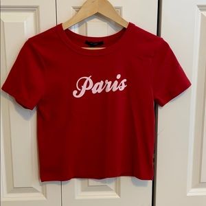 Forever 21 Red Paris graphic cropped tee